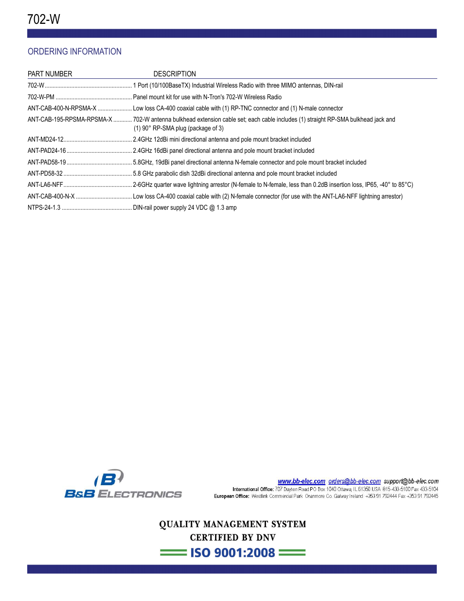 B&B Electronics 702-W-PM - Datasheet User Manual | Page 6 / 6