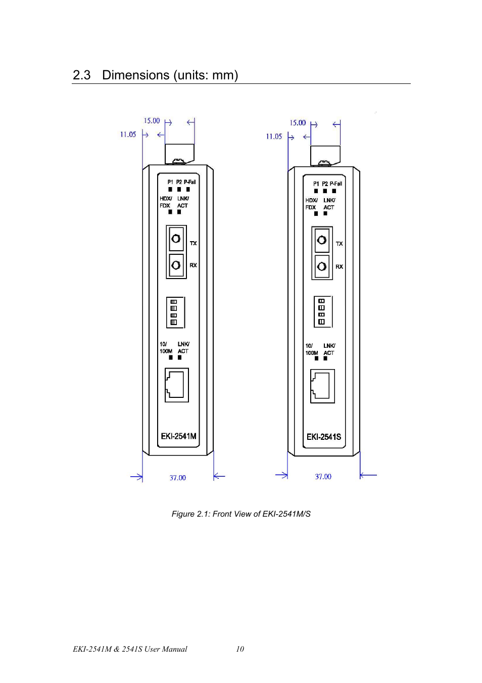 3 dimensions (units: mm) | B&B Electronics EKI-2541S_SI - Manual User Manual | Page 18 / 30