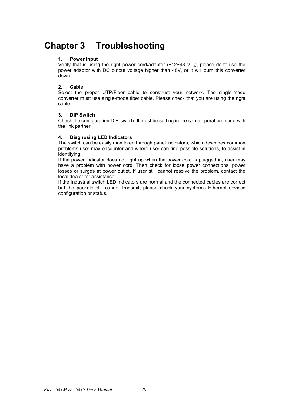 Chapter 3 troubleshooting | B&B Electronics EKI-2541S_SI - Manual User Manual | Page 28 / 30