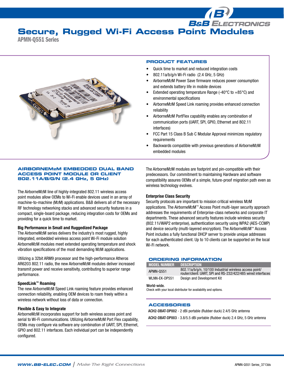 B&B Electronics APMN-Q551 - Datasheet User Manual | 2 pages