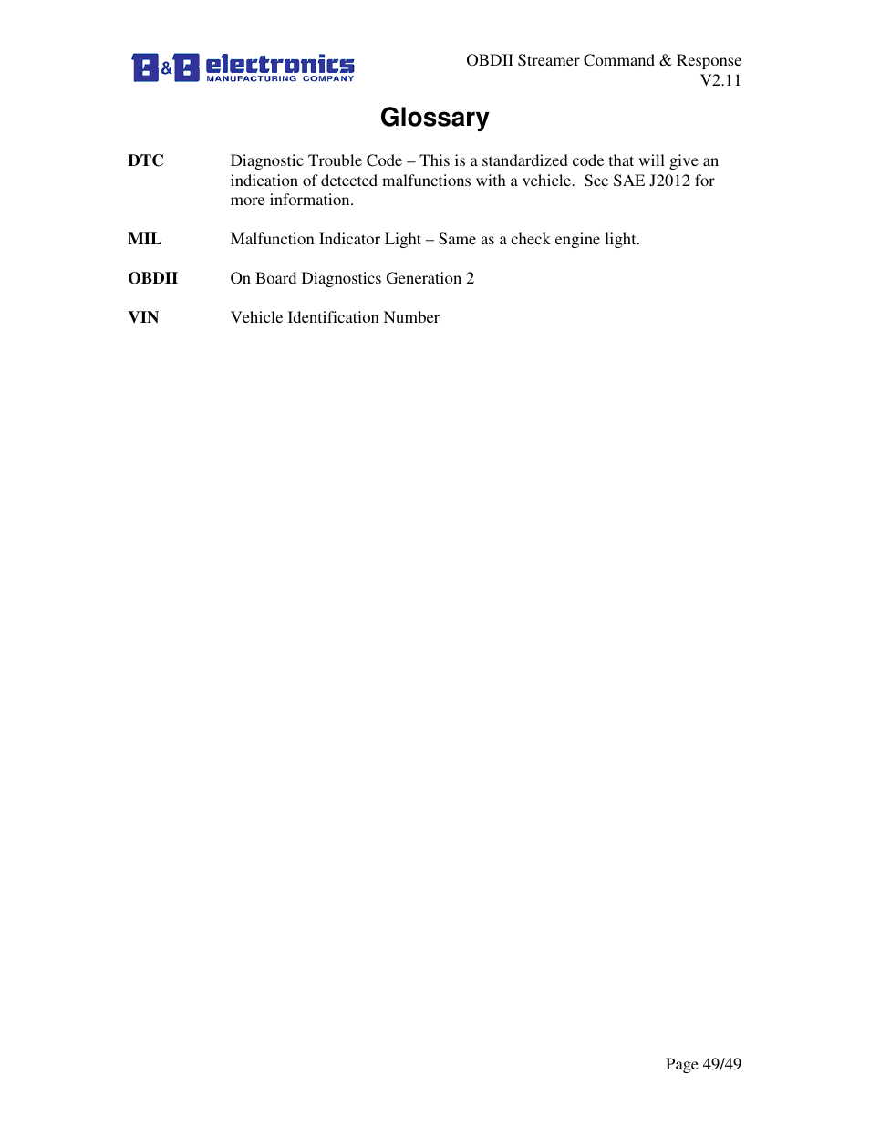 Glossary | B&B Electronics LDVDSV2-S-P9D - Manual User Manual | Page 49 / 49