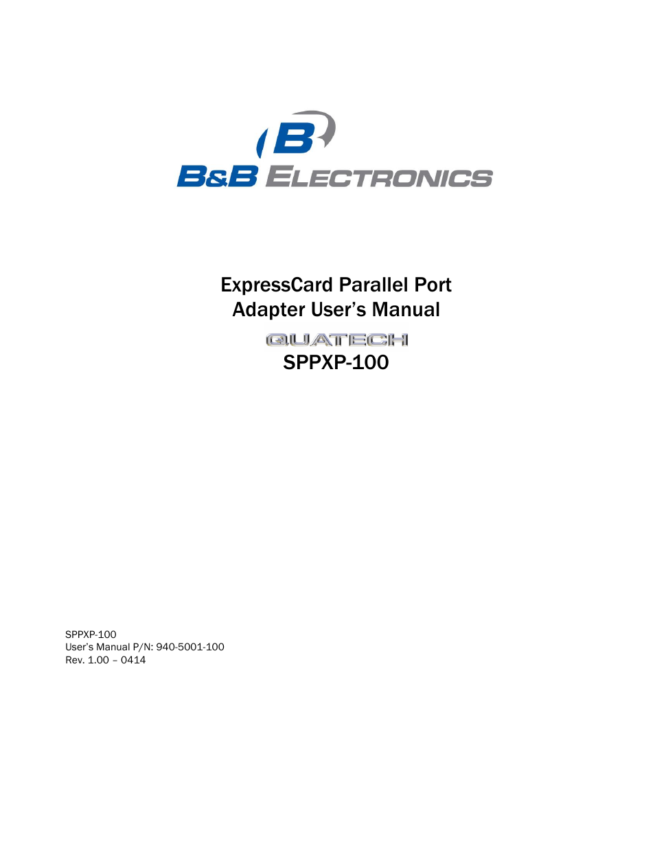 B&B Electronics SPPXP-100 - Manual User Manual | 24 pages
