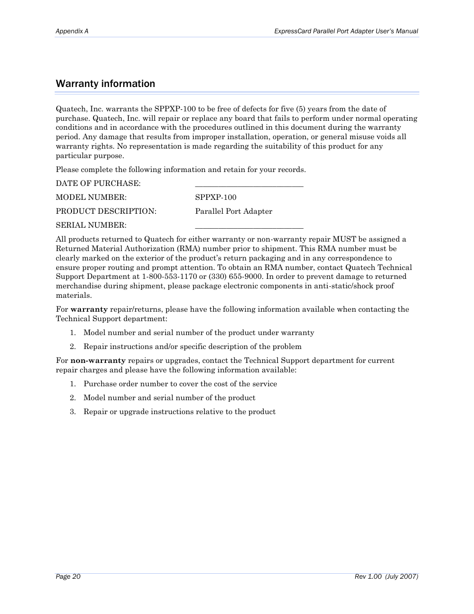Warranty information | B&B Electronics SPPXP-100 - Manual User Manual | Page 24 / 24
