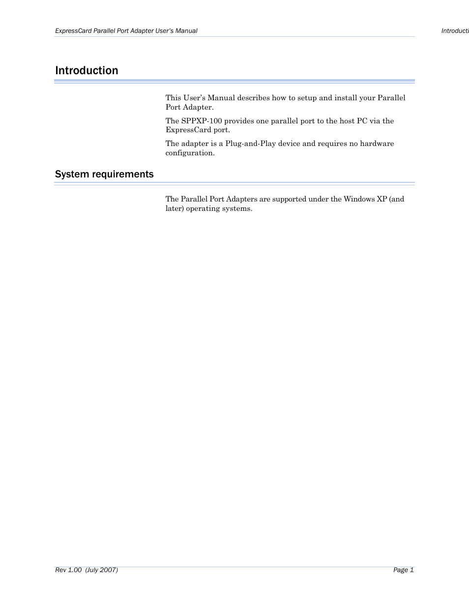 Introduction, System requirements | B&B Electronics SPPXP-100 - Manual User Manual | Page 5 / 24