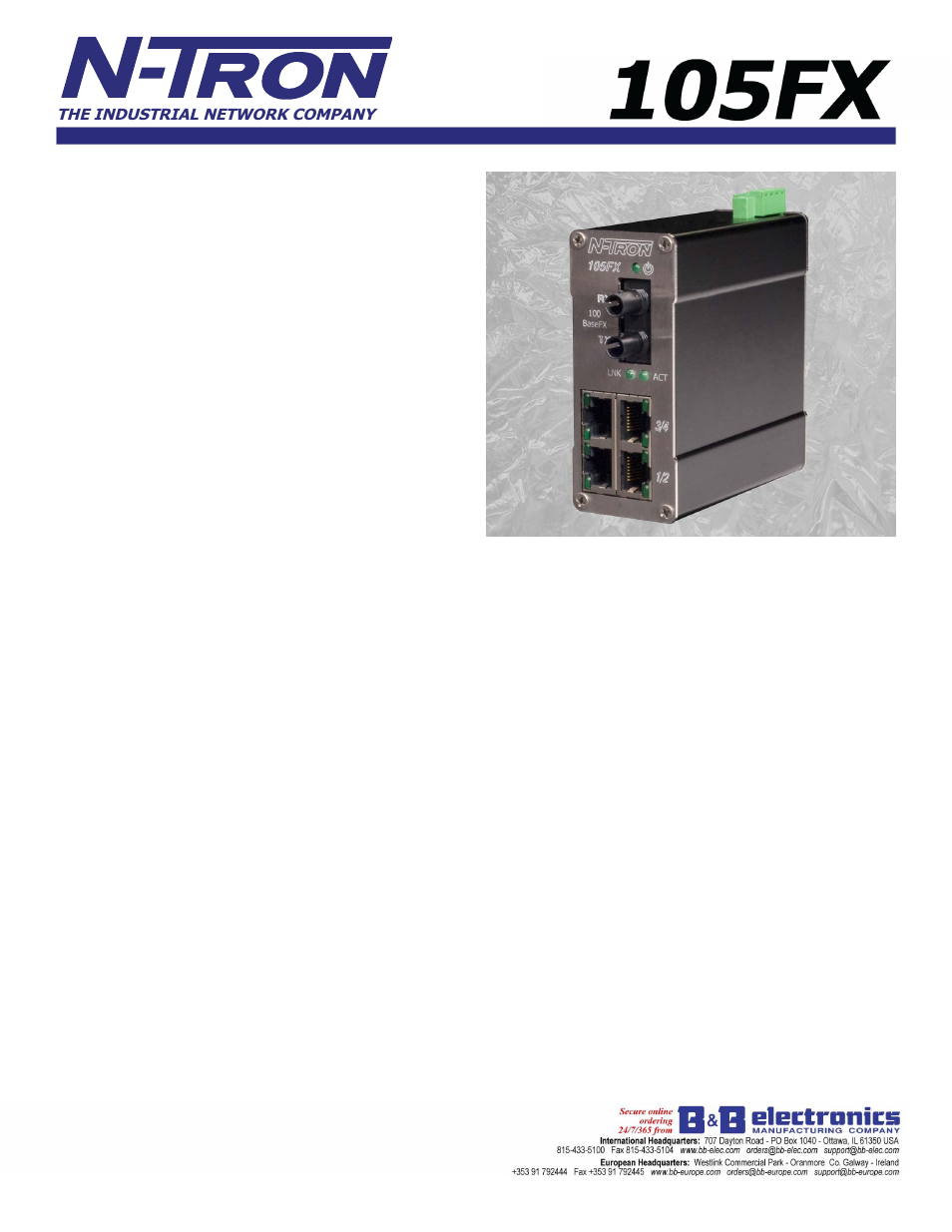 B&B Electronics 105FXE-SC(ST)-15 - Datasheet User Manual | 3 pages