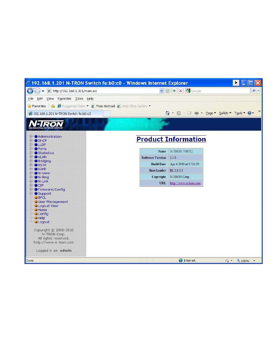 Web management - home | B&B Electronics 708TX - Manual User Manual | Page 25 / 154