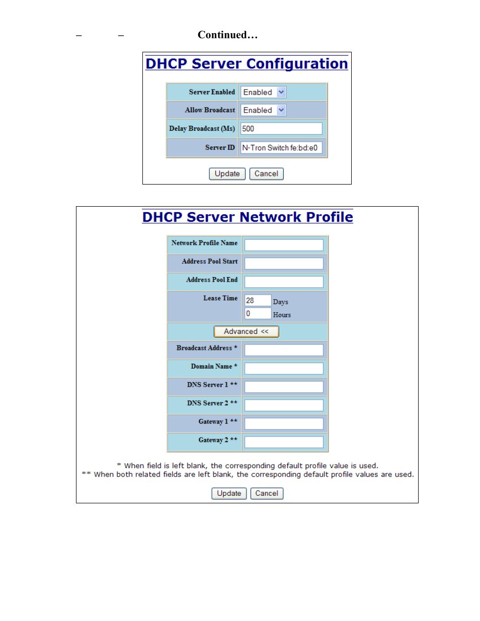 Dhcp – server – setup profiles, continued | B&B Electronics 708TX - Manual User Manual | Page 35 / 154