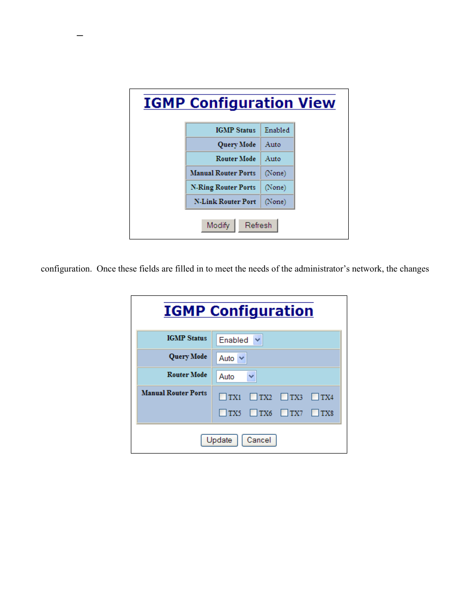 Igmp – configuration | B&B Electronics 708TX - Manual User Manual | Page 74 / 154