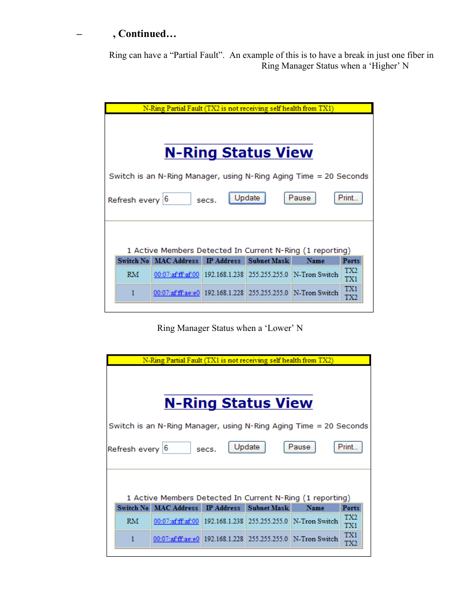 N-ring – status, continued | B&B Electronics 708TX - Manual User Manual | Page 90 / 154
