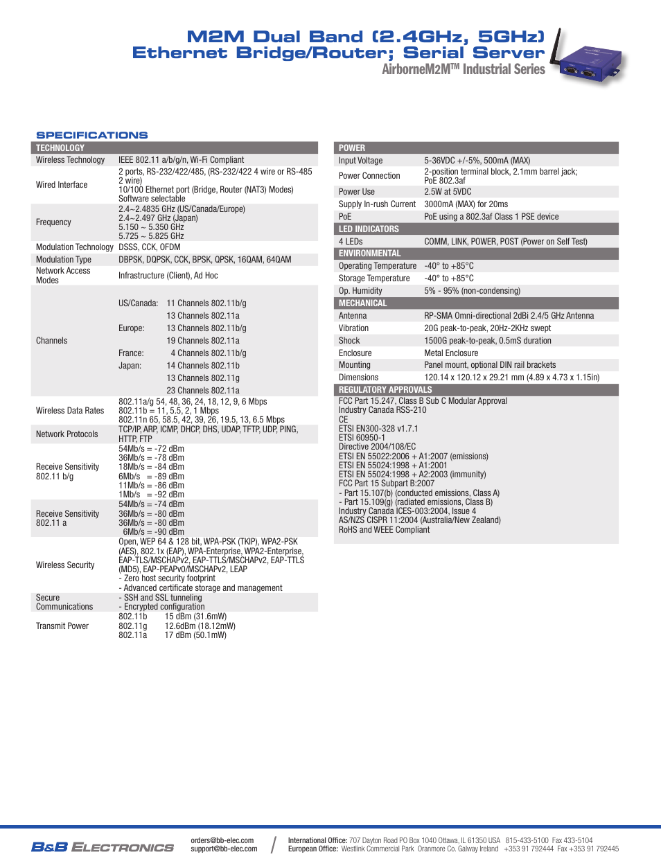 Industrial series | B&B Electronics ABDN-SE-IN5420 - Datasheet User Manual | Page 2 / 2