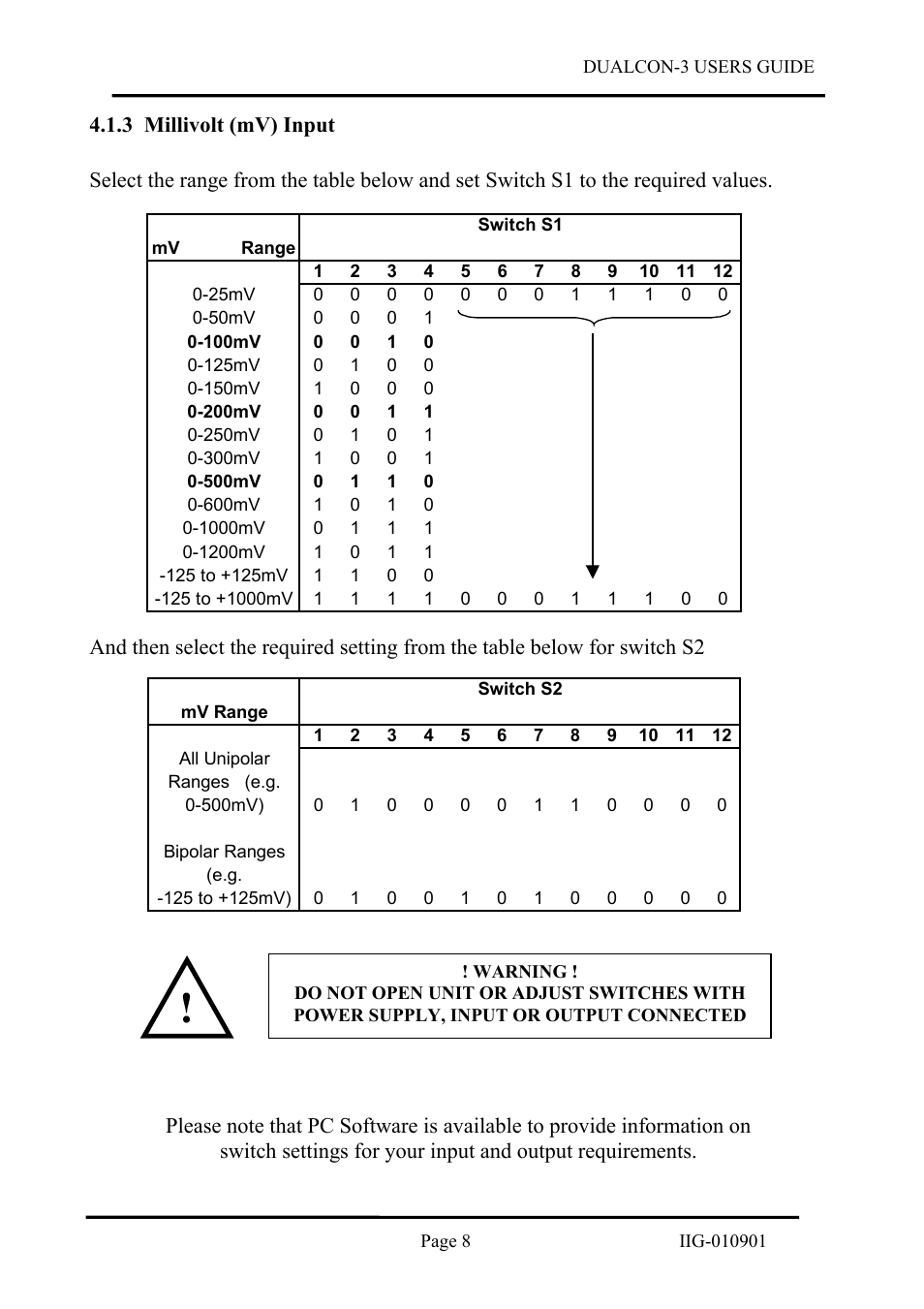 Millivolt (mv) input, 3 millivolt (mv) input | B&B Electronics DUALCON-3 - Datasheet User Manual | Page 8 / 16