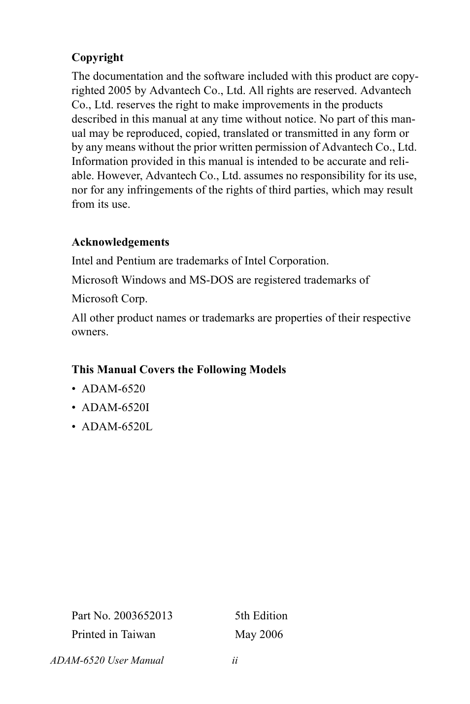 B&B Electronics ADAM-6520_I_L - Manual User Manual | Page 2 / 20