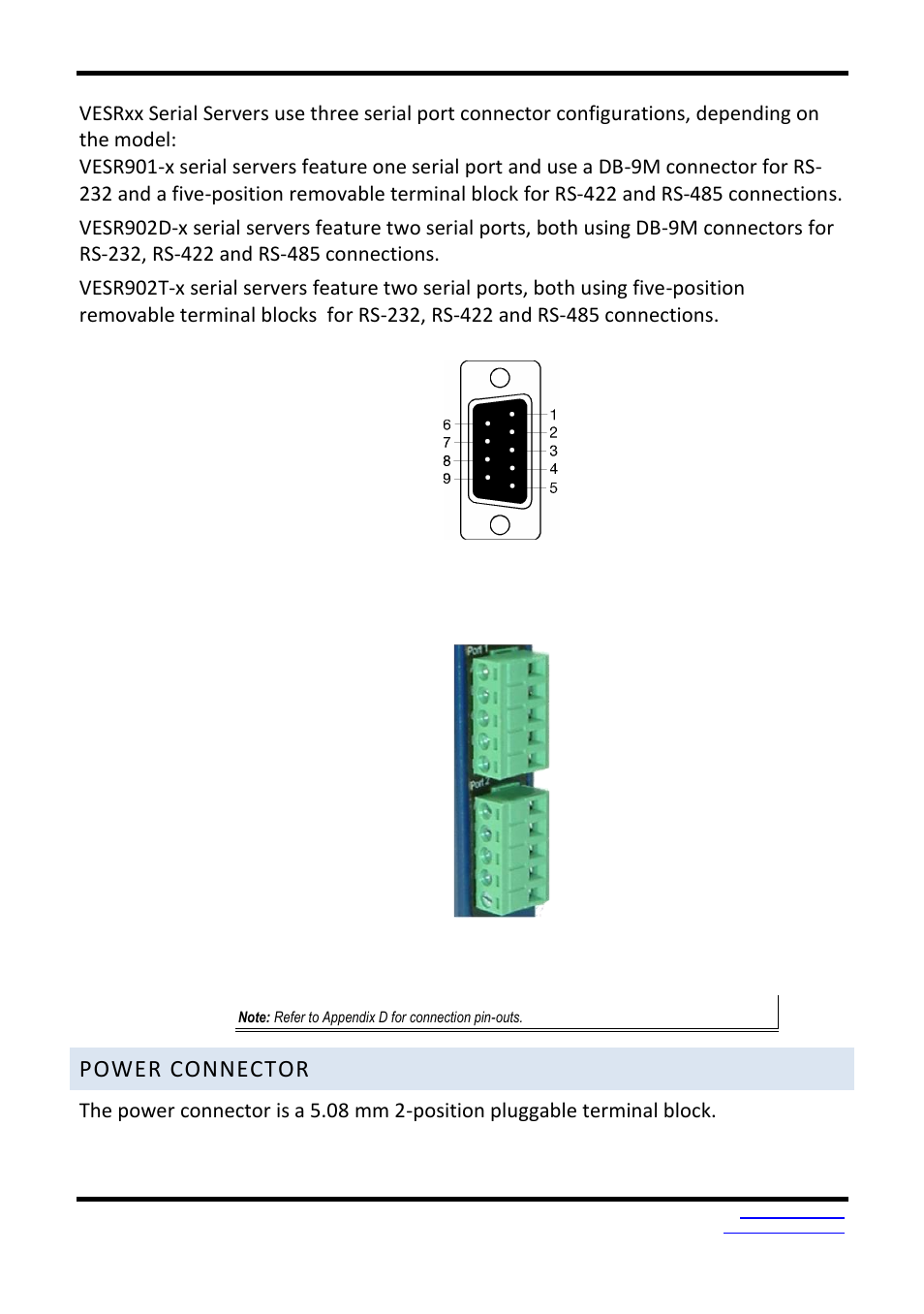 Power connector | B&B Electronics VESR9xx - Fiber Models - Manual User Manual | Page 17 / 61