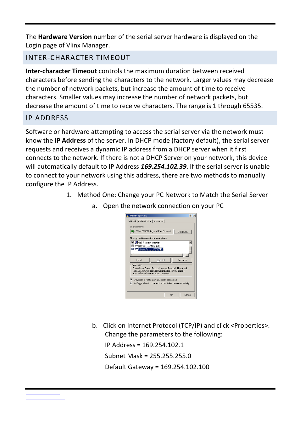 Inter-character timeout, Ip address | B&B Electronics VESR9xx - Fiber Models - Manual User Manual | Page 34 / 61