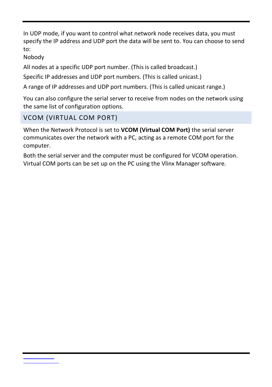 Vcom (virtual com port) | B&B Electronics VESR9xx - Fiber Models - Manual User Manual | Page 40 / 61