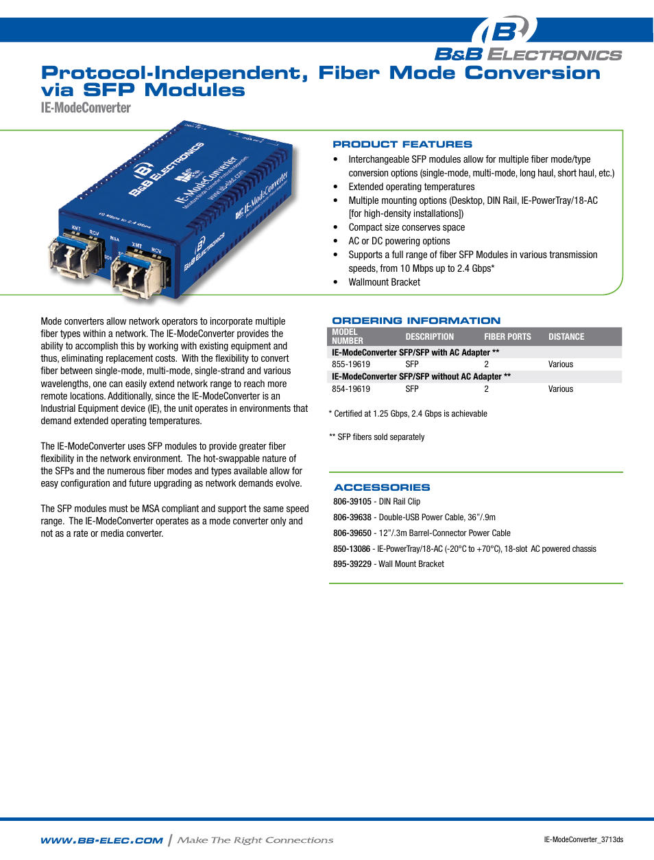 B&B Electronics 855-19619 - Datasheet User Manual | 2 pages