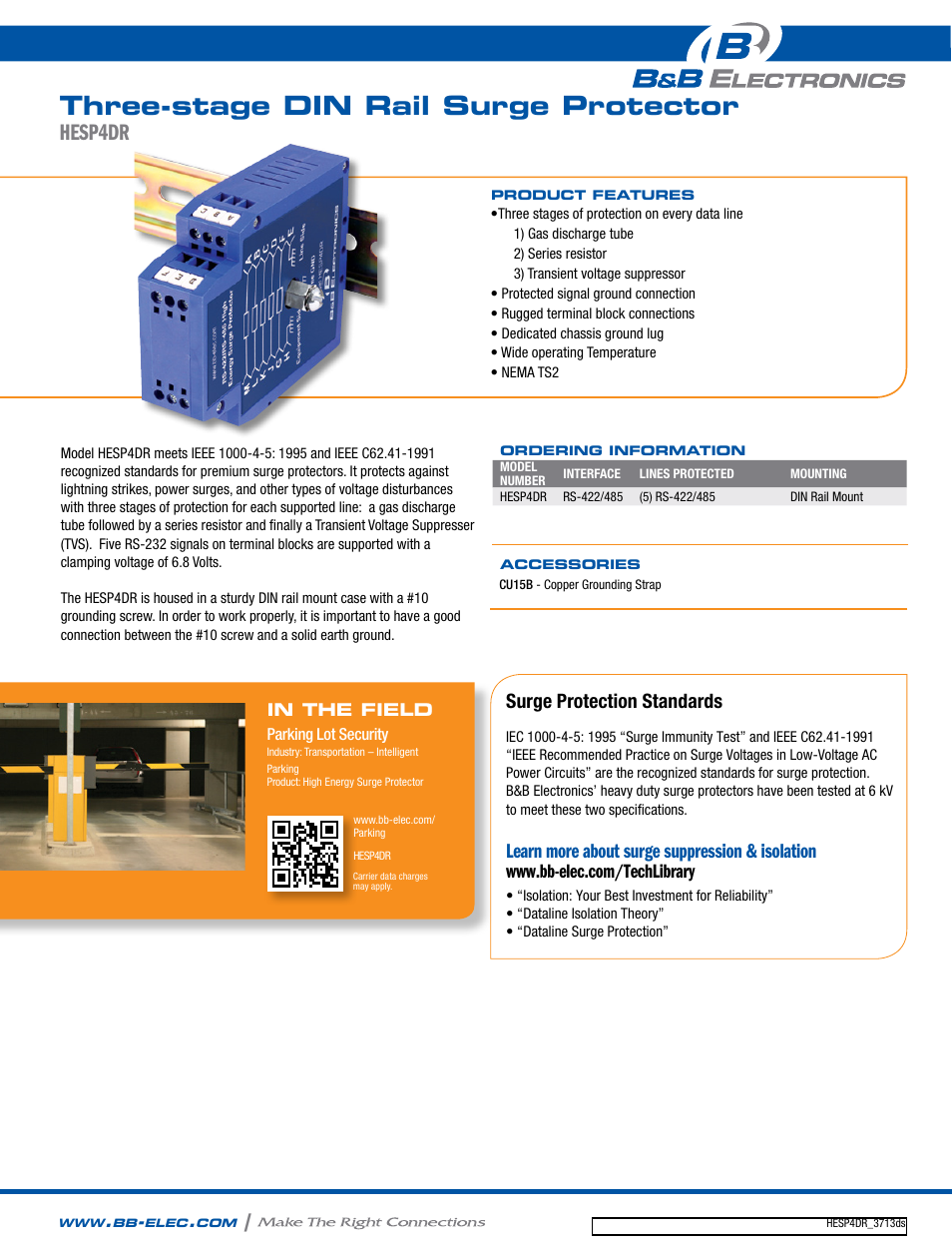 B&B Electronics HESP4DR - Datasheet User Manual | 2 pages