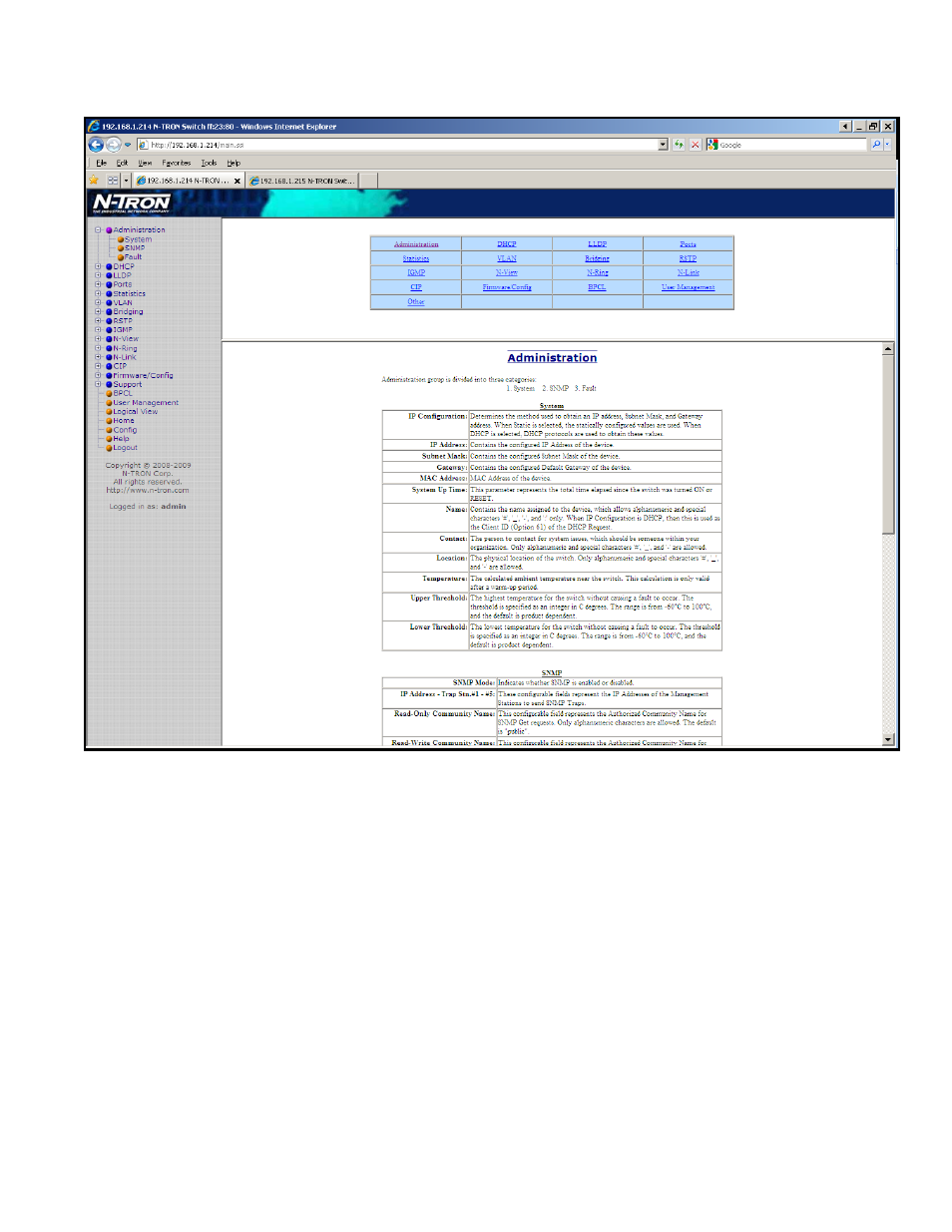 Help – administration | B&B Electronics 710FXE2-SC-15 - Manual User Manual | Page 111 / 155