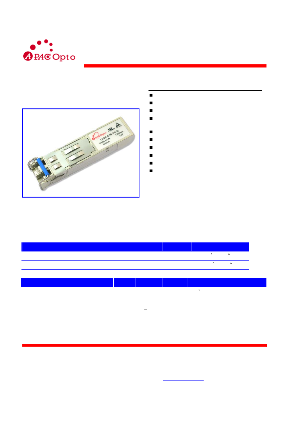 B&B Electronics SFP-100FX-S-30KM-T - Datasheet User Manual | 9 pages