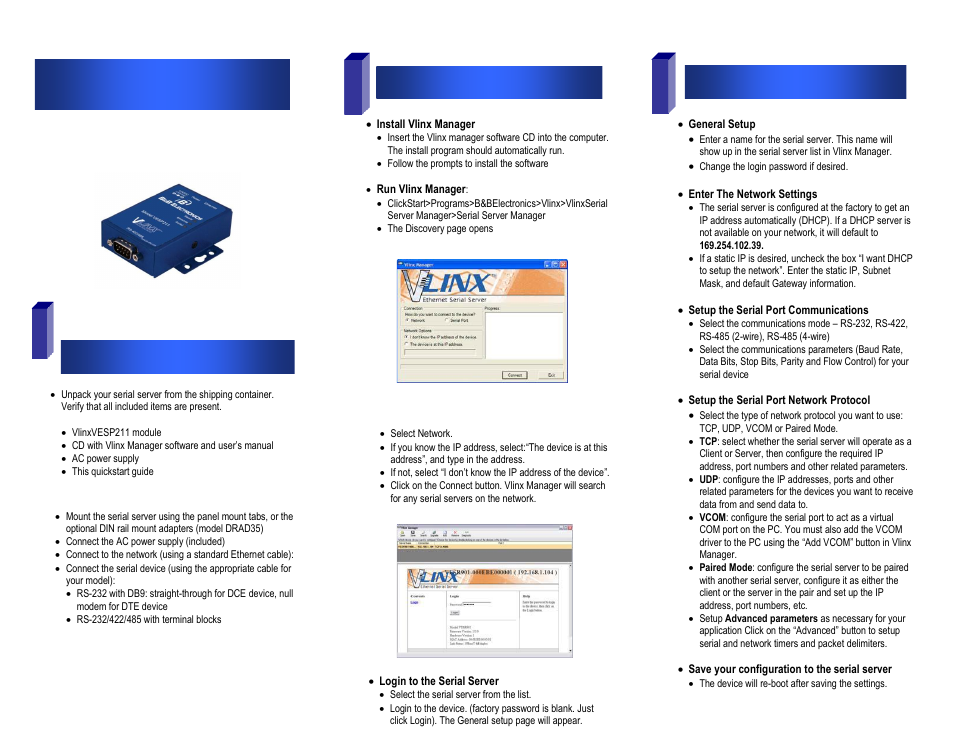 B&B Electronics VESP211 Series - Quick Start Guide User Manual | 2 pages