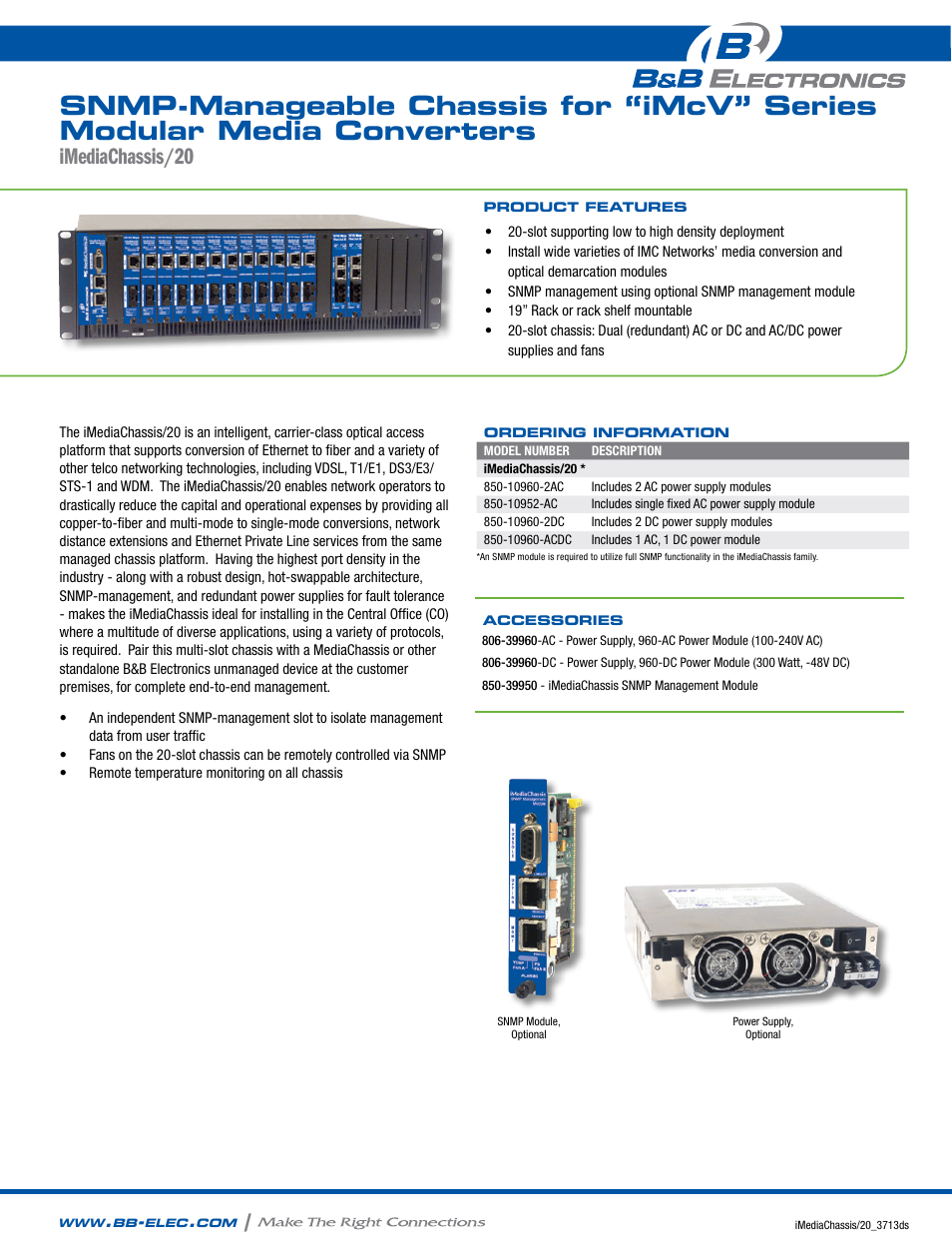 B&B Electronics 850-10960-ACDC - Datasheet User Manual | 2 pages