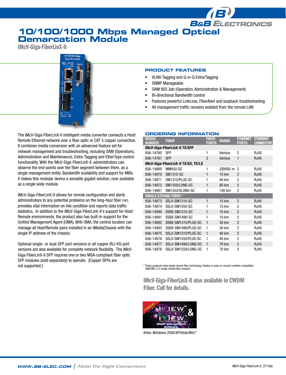 B&B Electronics 856-14869--93 - Datasheet User Manual | 2 pages