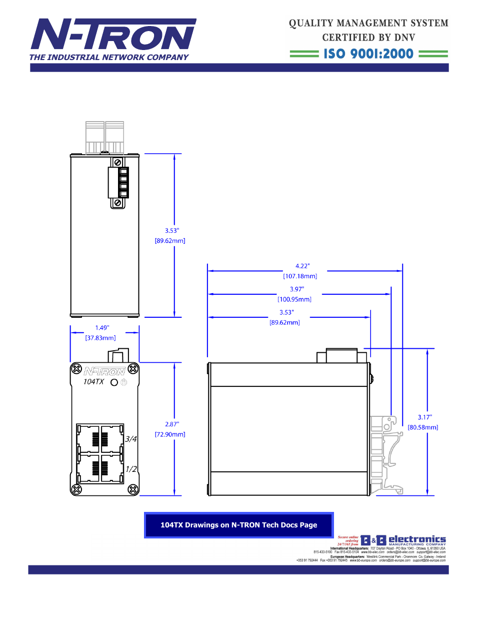 B&B Electronics 104TX - Datasheet User Manual | Page 3 / 3