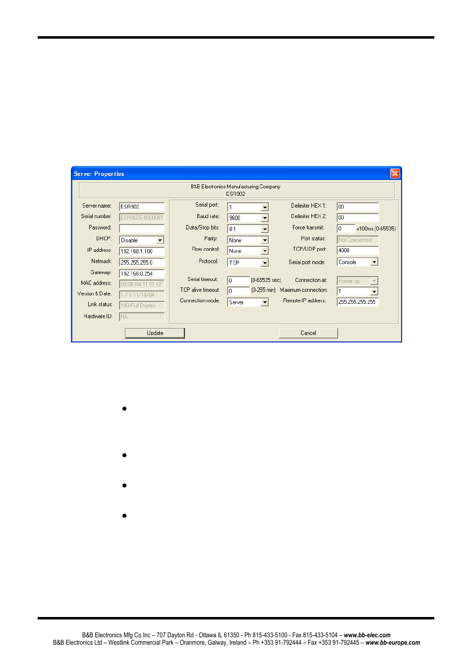 Serial server configuration | B&B Electronics ESR904 - Manual User Manual | Page 16 / 89
