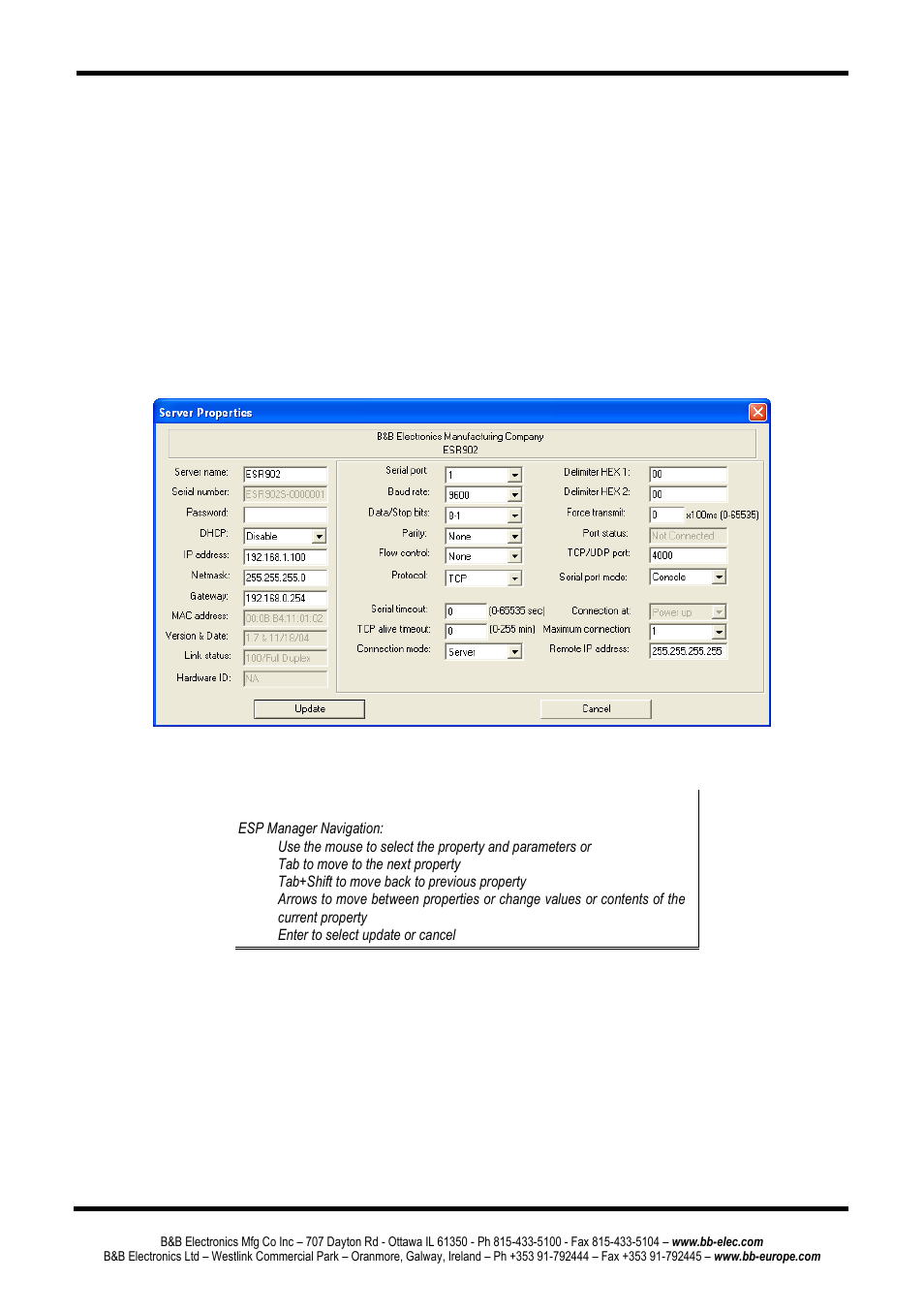 Onfigure, Erver, Roperties | Configure server properties | B&B Electronics ESR904 - Manual User Manual | Page 39 / 89