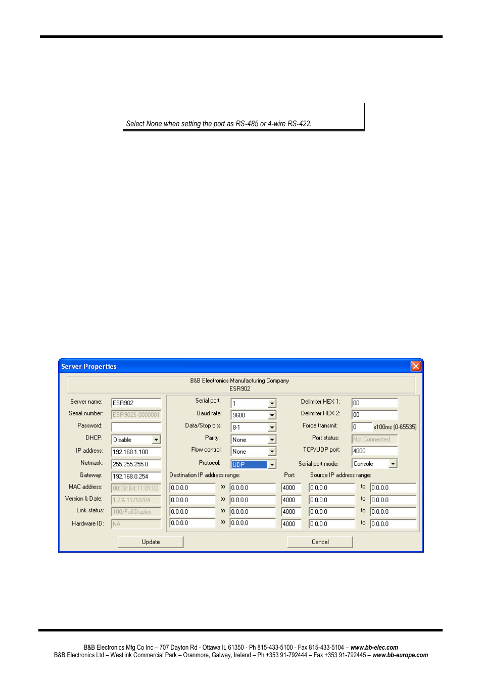 Flow control, Tcp/udp protocol | B&B Electronics ESR904 - Manual User Manual | Page 45 / 89