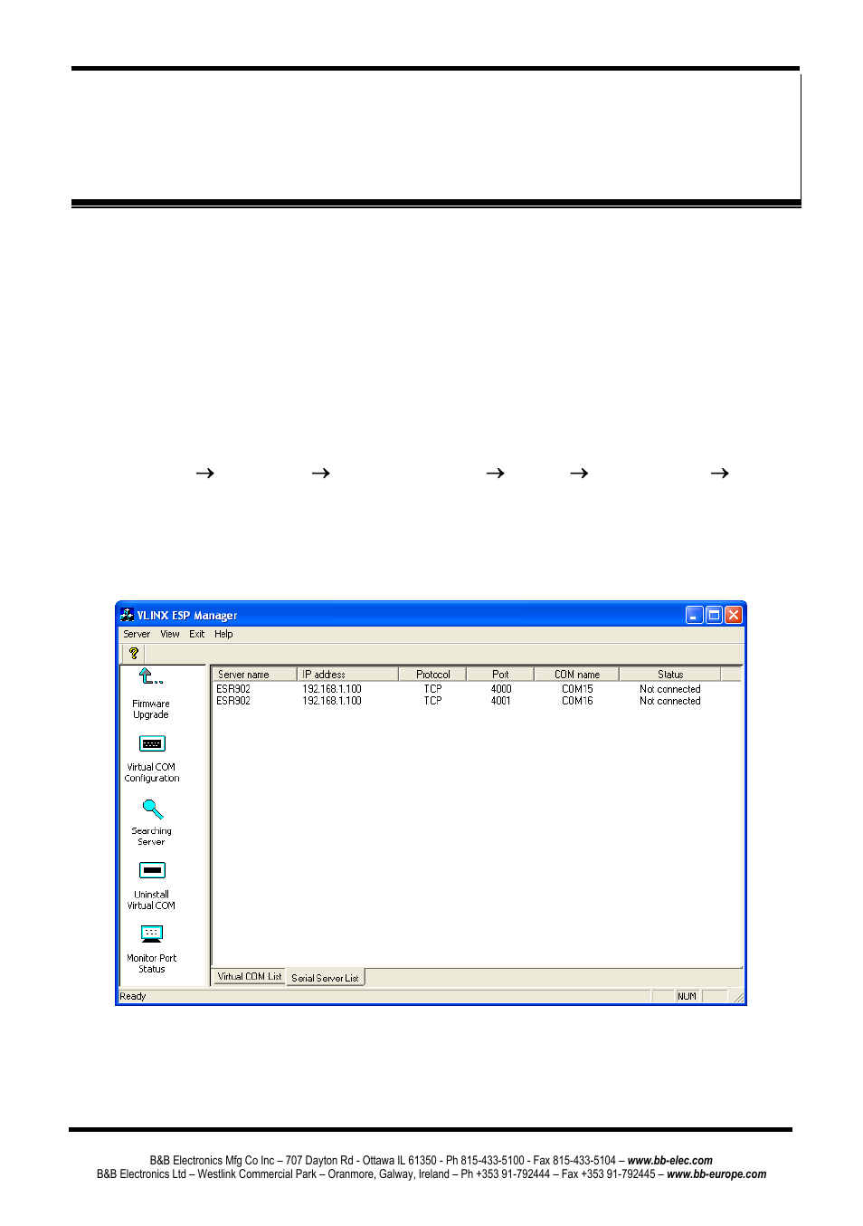 Chapter 7: removing virtual com ports, Emoving the, Irtual | Port with, Anager | B&B Electronics ESR904 - Manual User Manual | Page 57 / 89