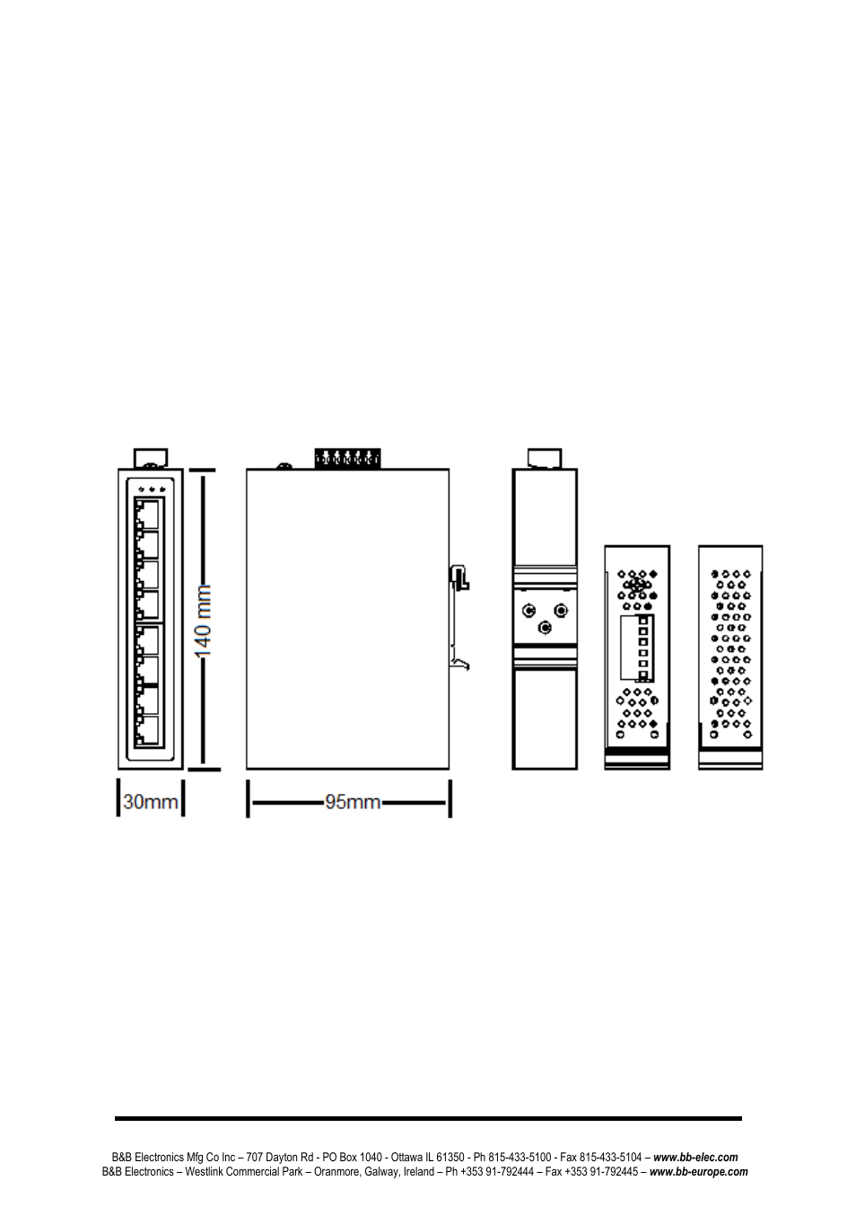 Hardware description, Dimensions | B&B Electronics EIR408-T - Manual User Manual | Page 7 / 19