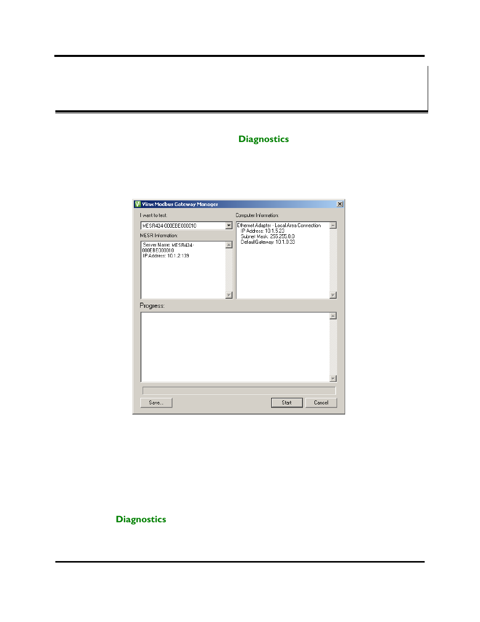 Diagnostics, Testing a modbus gateway connection | B&B Electronics MESR424T_D-MT_D-SC - Manual User Manual | Page 46 / 71