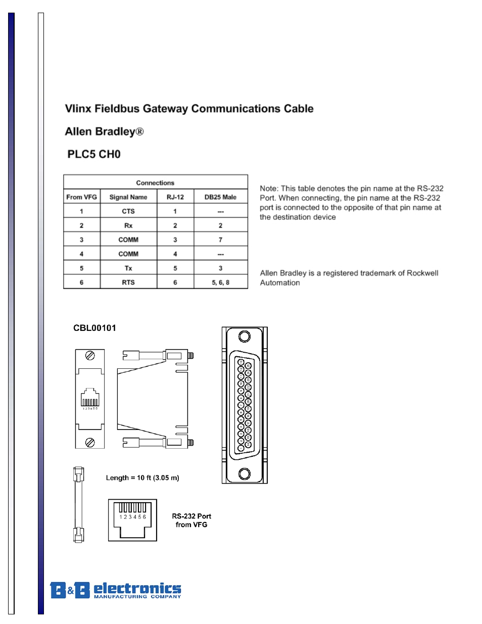 B&B Electronics CBL00101 - Datasheet User Manual | 1 page