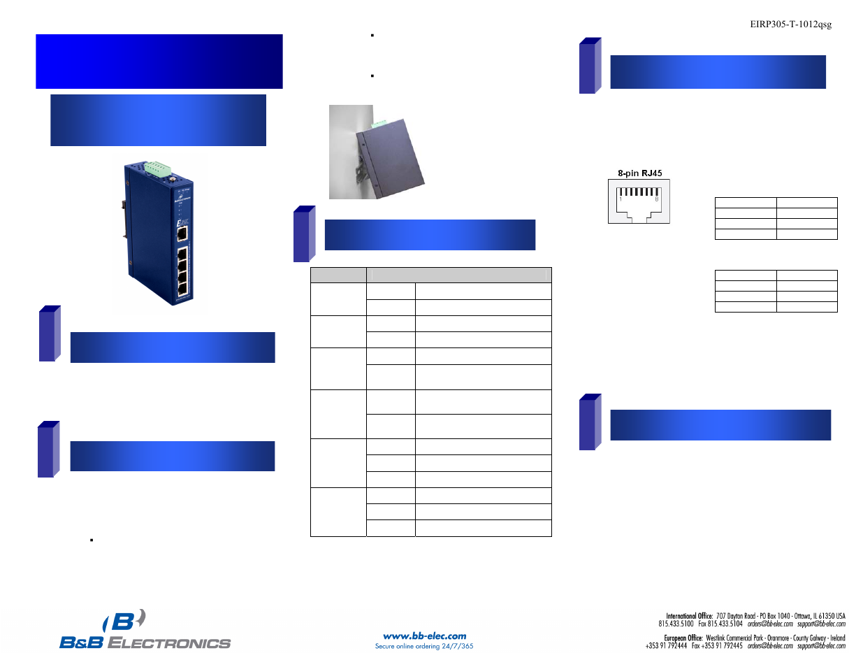 B&B Electronics EIRP305-T - Quick Start Guide User Manual | 1 page