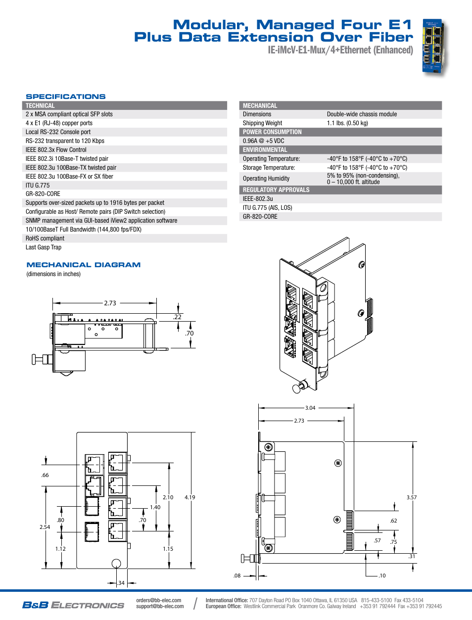 Ie-imcv-e1-mux/4+ethernet (enhanced) | B&B Electronics 857-18400 - Datasheet User Manual | Page 2 / 2