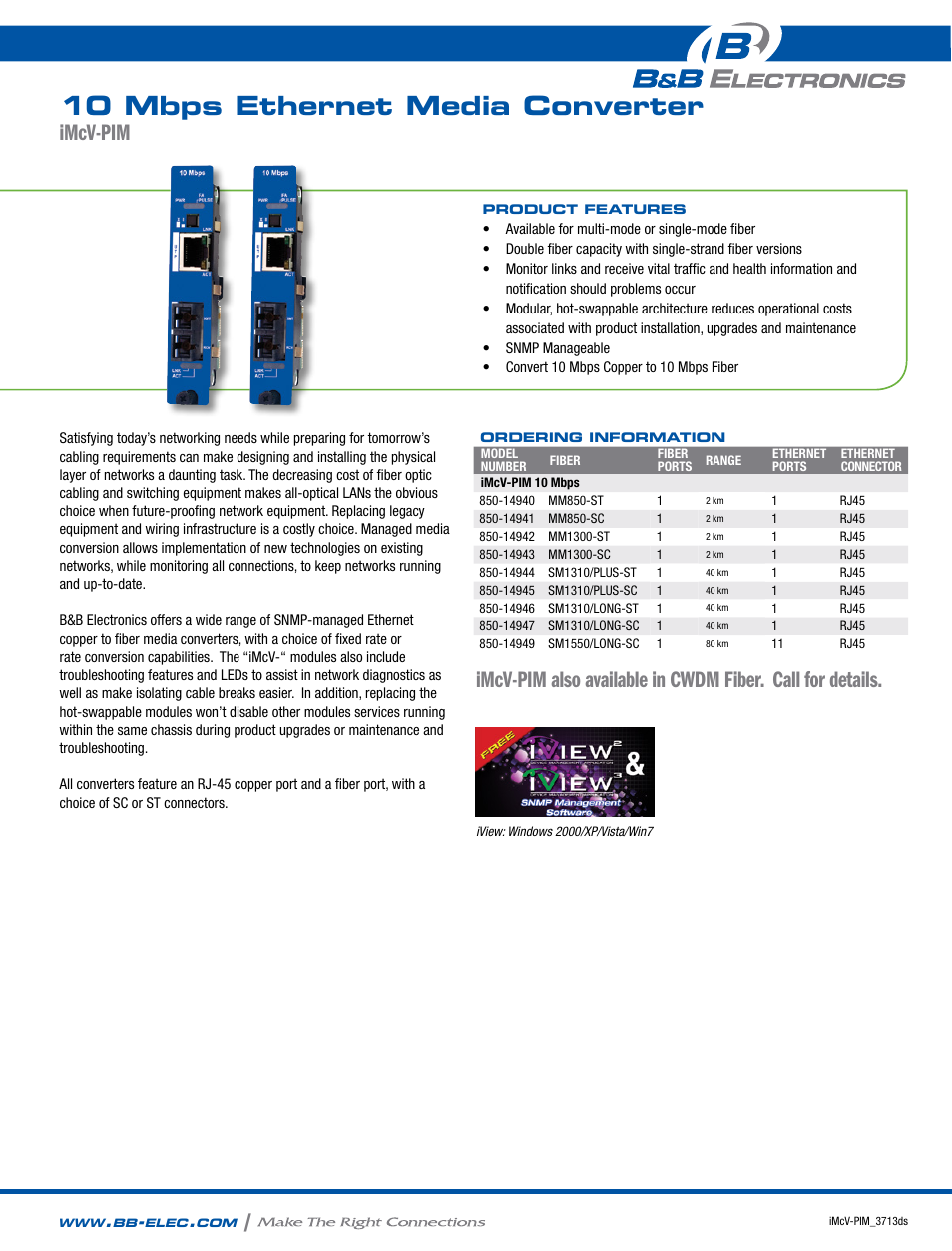 B&B Electronics 850-14940--49 - Datasheet User Manual | 2 pages