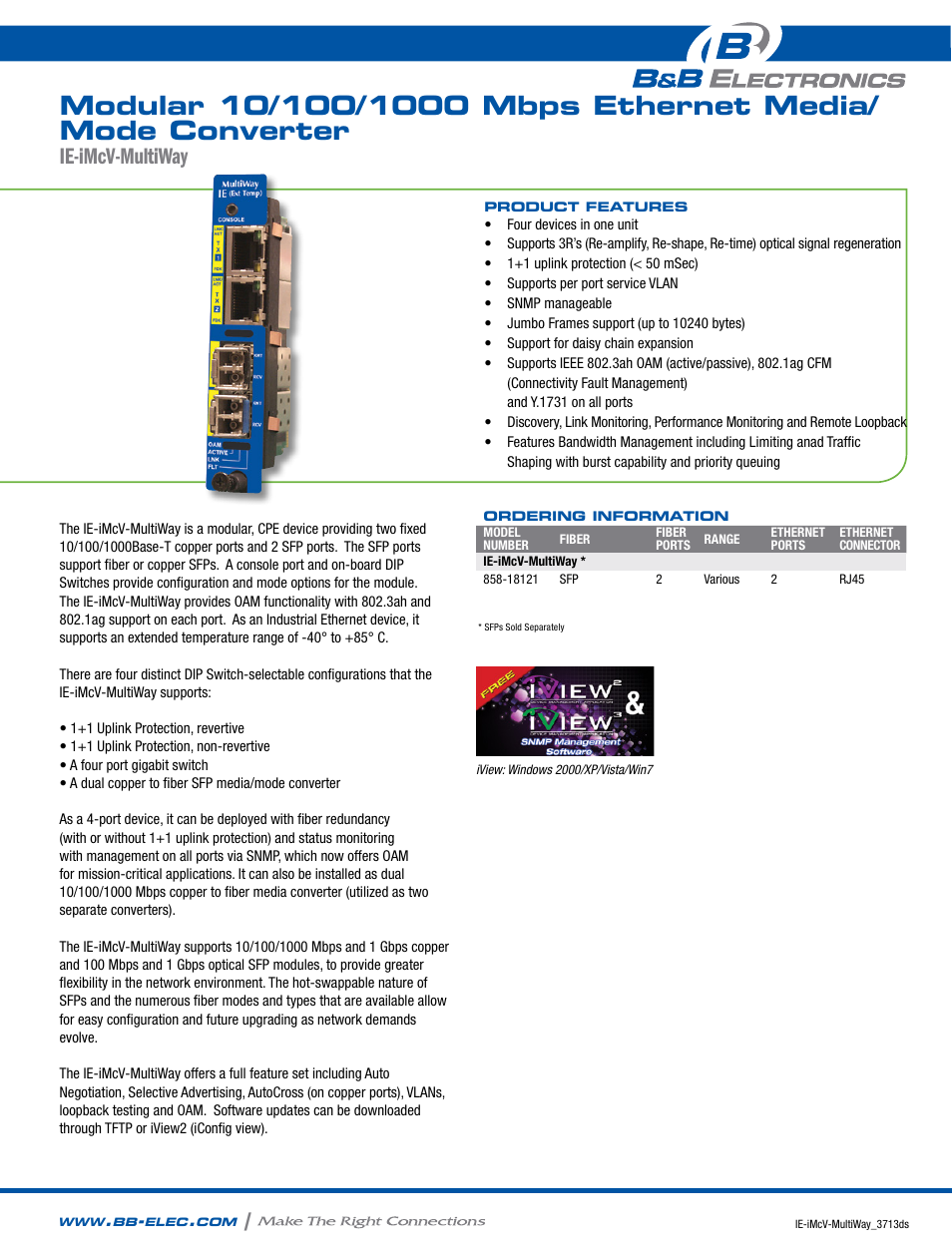 B&B Electronics 858-18121 - Datasheet User Manual | 2 pages
