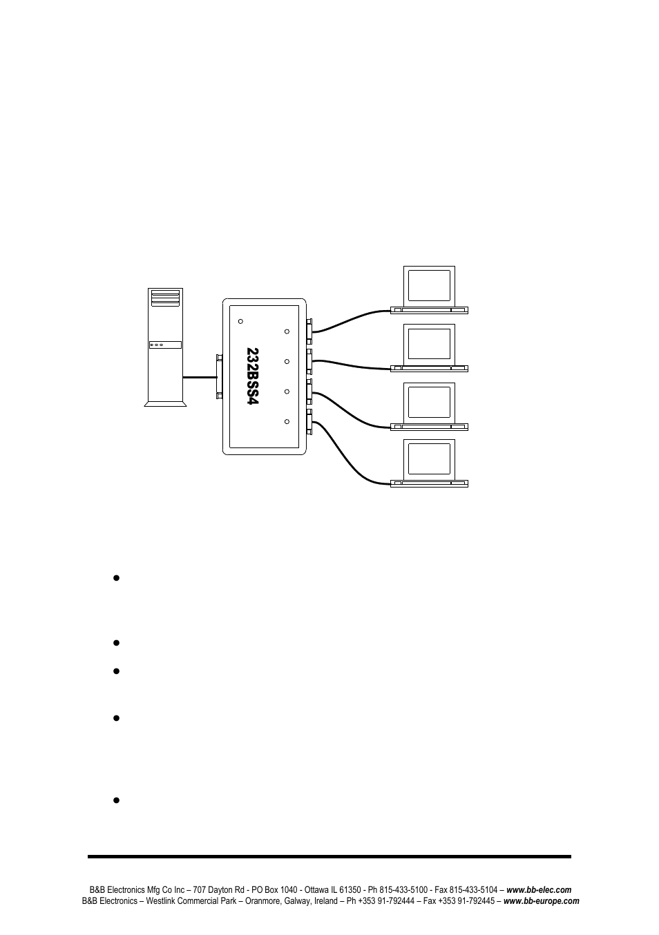 Sing the, 232bss4, As a | Uffered, Plitter, Ombiner, Using the 232bss4 as a buffered splitter/combiner, 232 bss4, E le ct ro n ic s | B&B Electronics 232BSS4 - Manual User Manual | Page 20 / 45