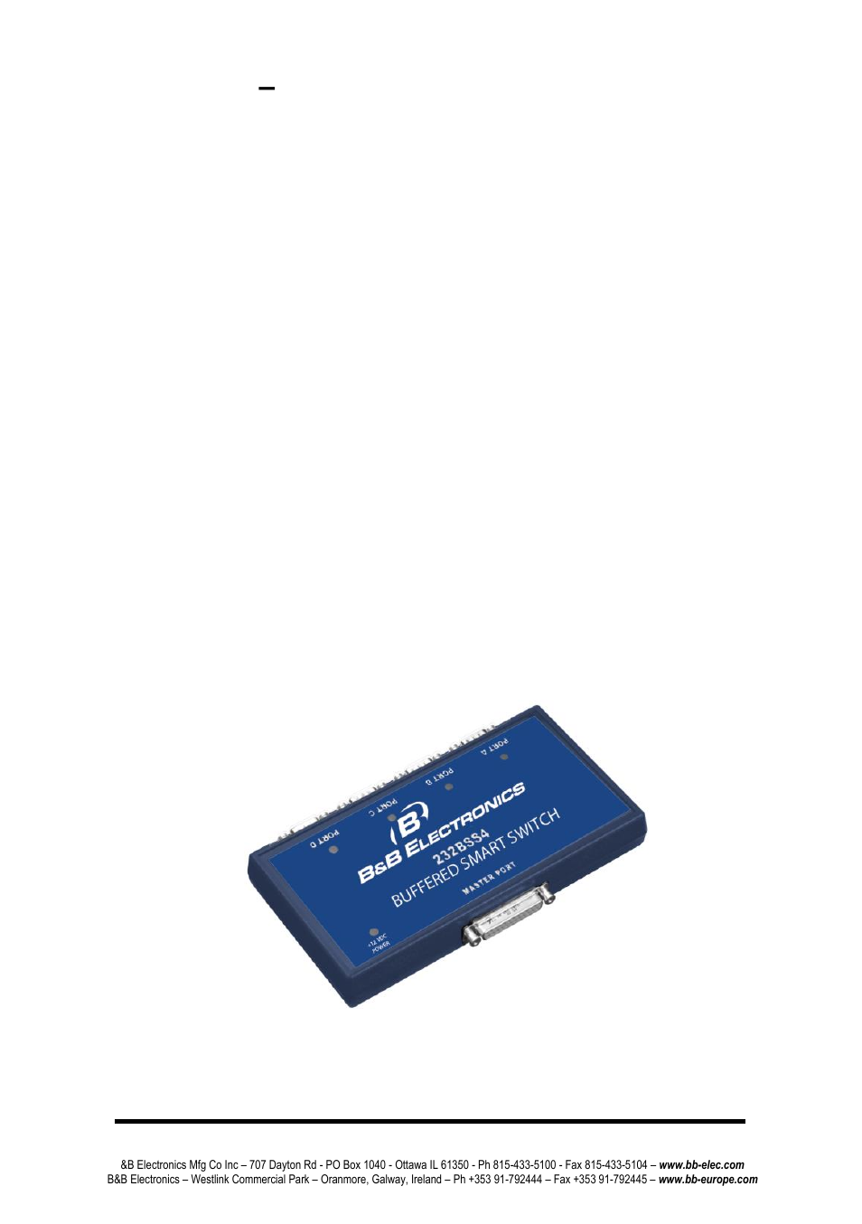Chapter 1 – introduction | B&B Electronics 232BSS4 - Manual User Manual | Page 5 / 45