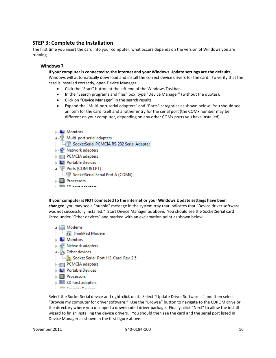 Step 3: complete the installation, Windows 7 | B&B Electronics SL2736-698 - Manual User Manual | Page 16 / 29