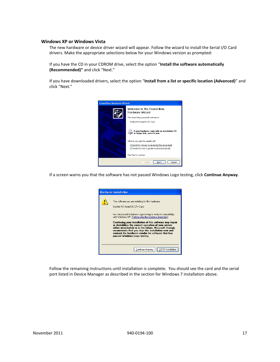 Windows xp or windows vista | B&B Electronics SL2736-698 - Manual User Manual | Page 17 / 29