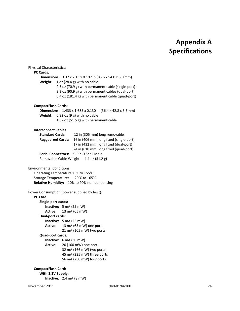 Appendix a specifications | B&B Electronics SL2736-698 - Manual User Manual | Page 24 / 29