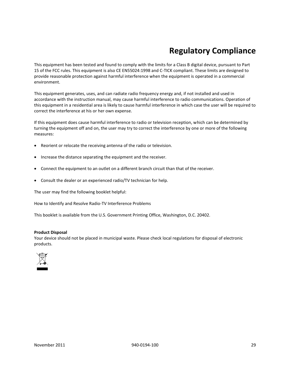 Regulatory compliance | B&B Electronics SL2736-698 - Manual User Manual | Page 29 / 29