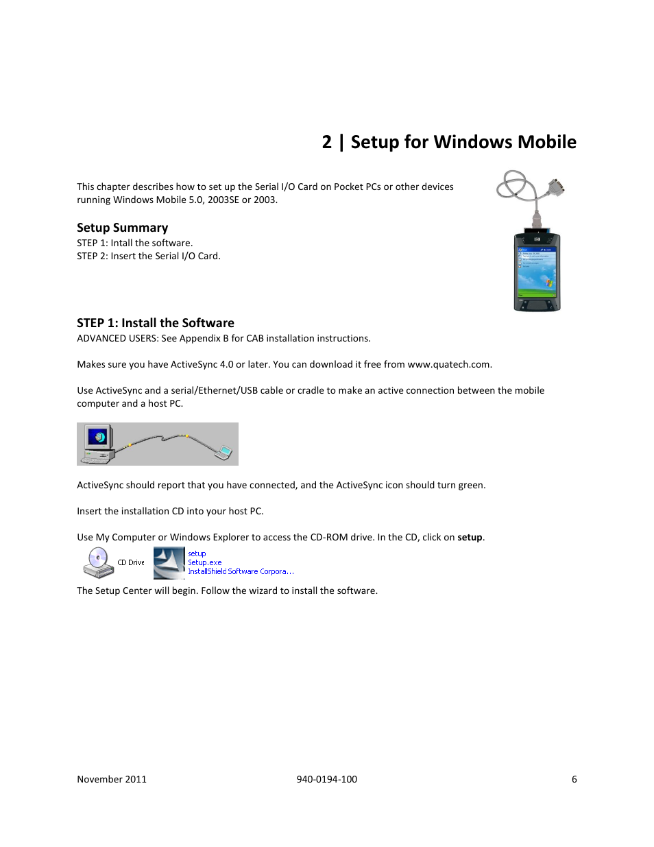 2 | setup for windows mobile, Setup summary, Step 1: install the software | B&B Electronics SL2736-698 - Manual User Manual | Page 6 / 29