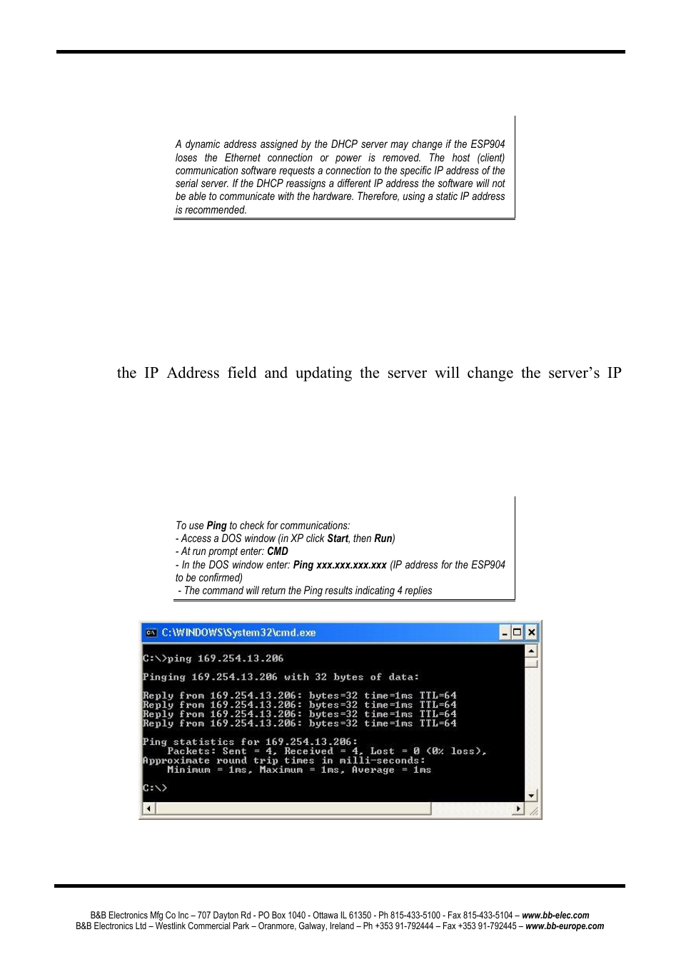 Ip address | B&B Electronics ESP904 - Manual User Manual | Page 39 / 90