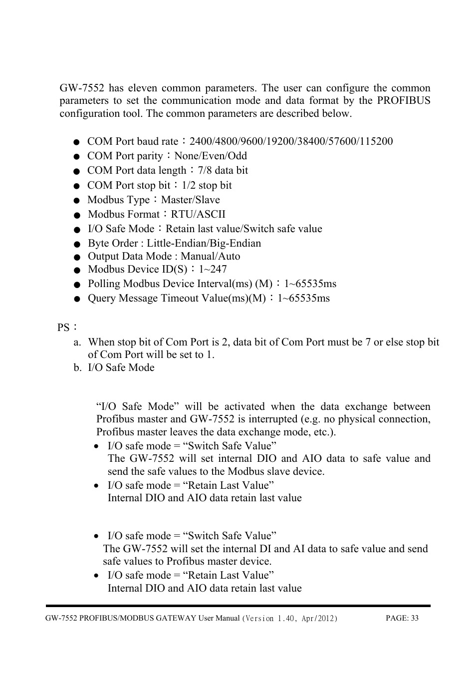 3 the configuration of the common parameters | B&B Electronics GW-7552 - Manual User Manual | Page 33 / 67
