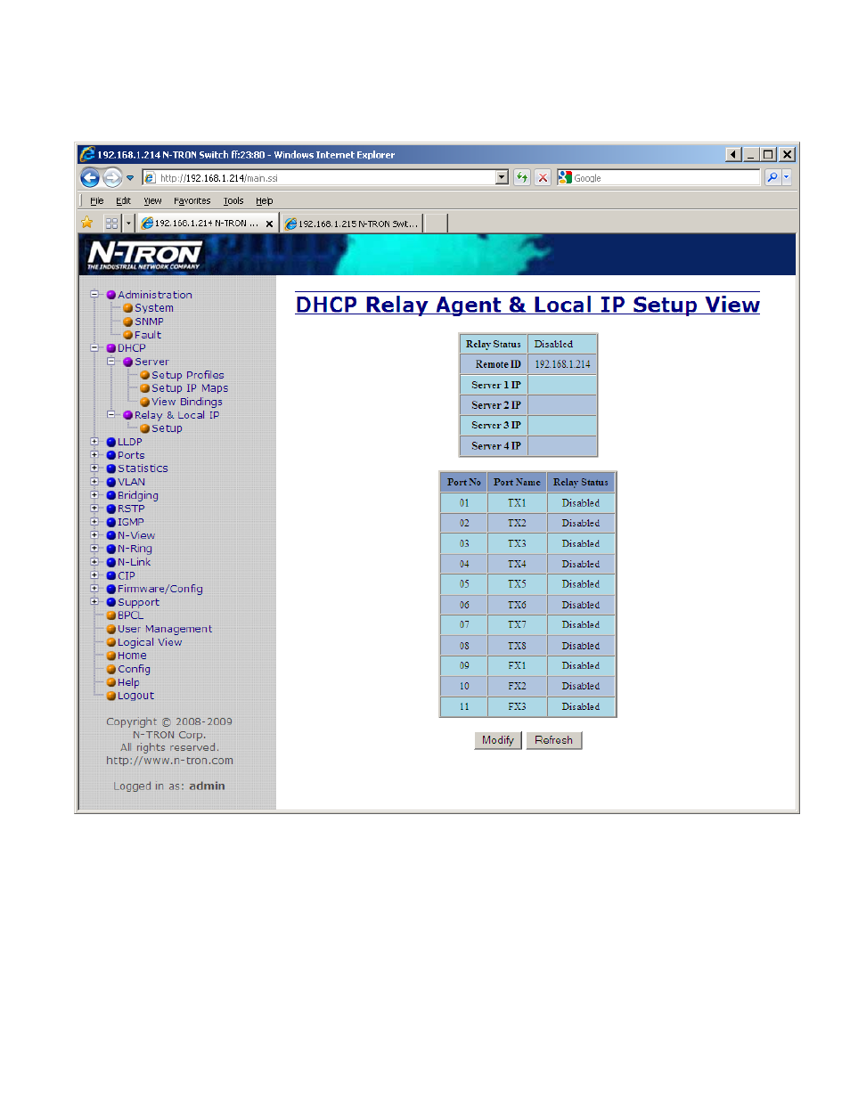 Dhcp – relay & local ip - setup | B&B Electronics 711FX3-ST - Manual User Manual | Page 41 / 155