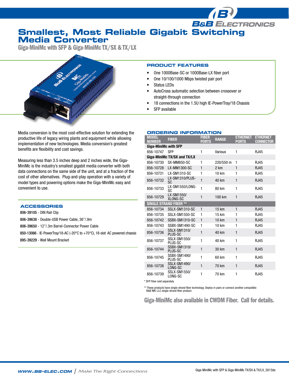 B&B Electronics 856-10728--47 - Datasheet User Manual | 2 pages