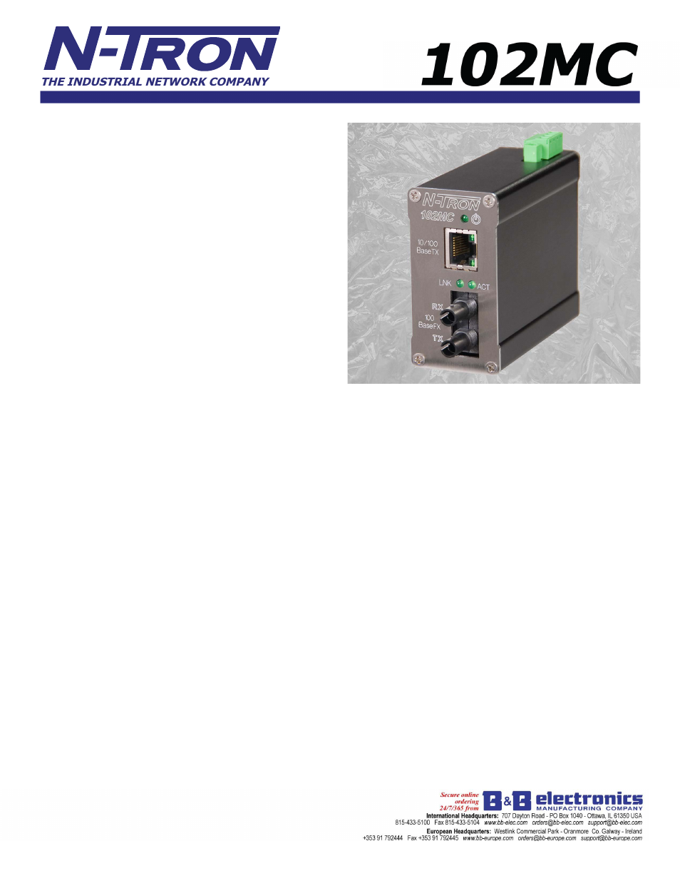 B&B Electronics 102MC-FL_SC_ST - Datasheet User Manual | 3 pages